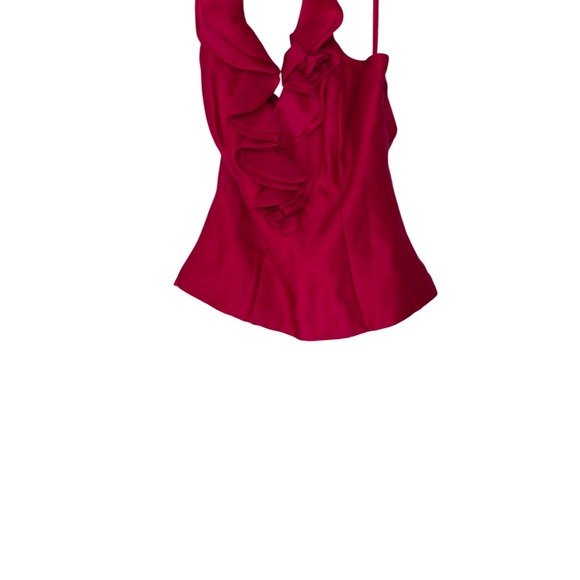 White House Black Market Halter Top Ruffle Front Silk Holiday Christmas Size 6 - Picture 5 of 11